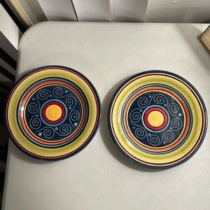 Pier 1 Italian Summer Hand painted Earthenware 9” Plate Made in Italy